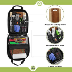 Hanging Camp Utensil Organizer with Paper Towel Holder