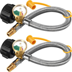 RV propane pigtail hoses with gauge 2-pack