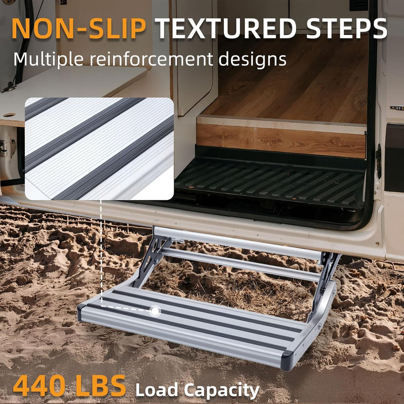 Manual RV step anti-slip tread detail