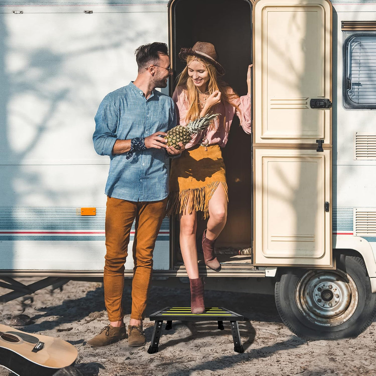 Adjustable RV step stool