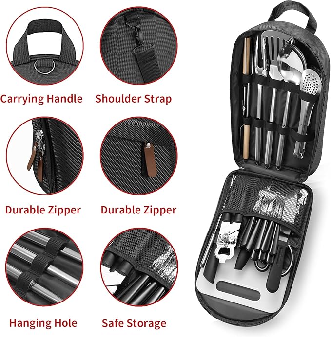 Camping Kitchen Utensil Set 27pc Stainless Steel