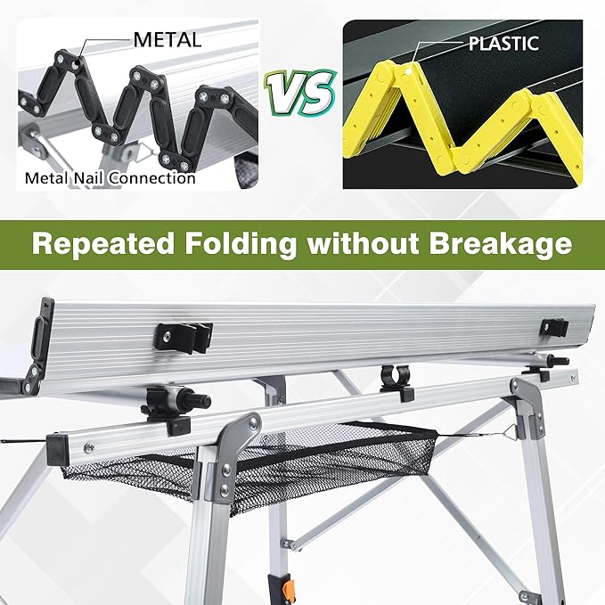 Folding Aluminum Camp Table Roll-Up with Carrying Bag