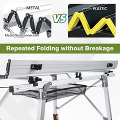 Folding Aluminum Camp Table Roll-Up with Carrying Bag