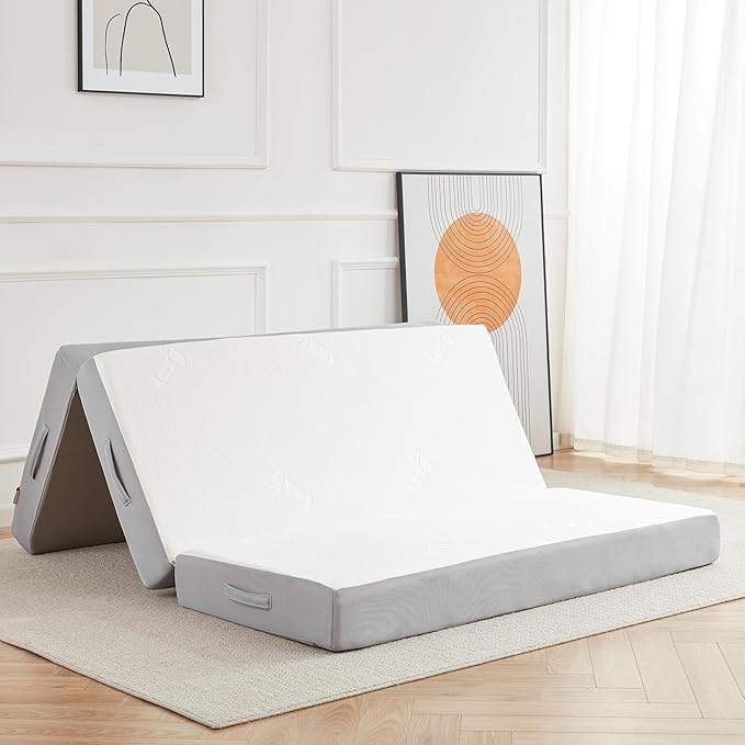 Tri-Fold Memory Foam Mattress Queen 6" Bamboo Cover