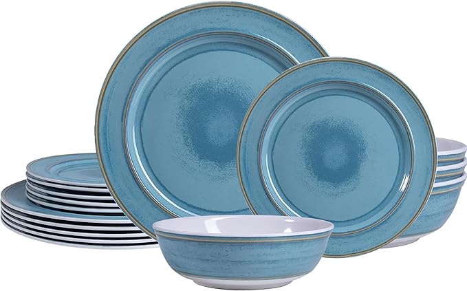 Reactive Glaze Melamine Dinnerware Set 18-Piece for 6