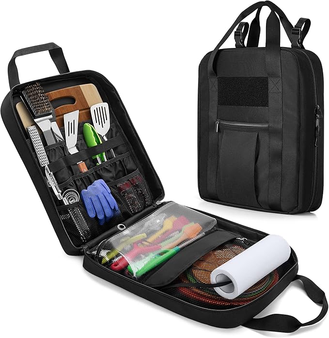 Hanging Camp Utensil Organizer with Paper Towel Holder