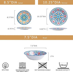Paisley Melamine Dinnerware Set 18-Piece for 6 Spanish Floral