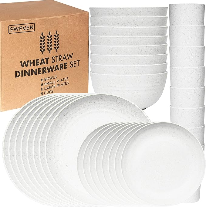 Wheat straw dinnerware set service for four - view 2