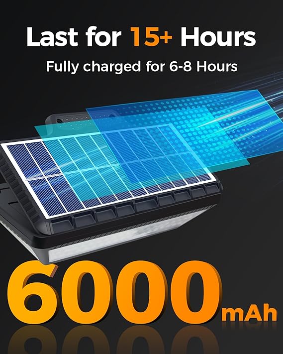 Solar RV Porch Light 208 LED Clip-On 6000mAh