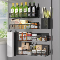 Magnetic Fridge Spice Rack 6-Pack with Paper Towel Holder