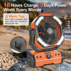 Oscillating camping fan with lantern