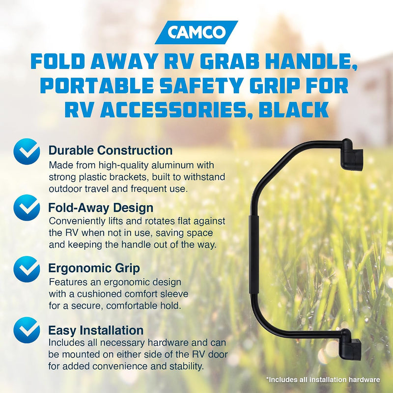 Camco RV Grab Handle, Standard, Black - view 2