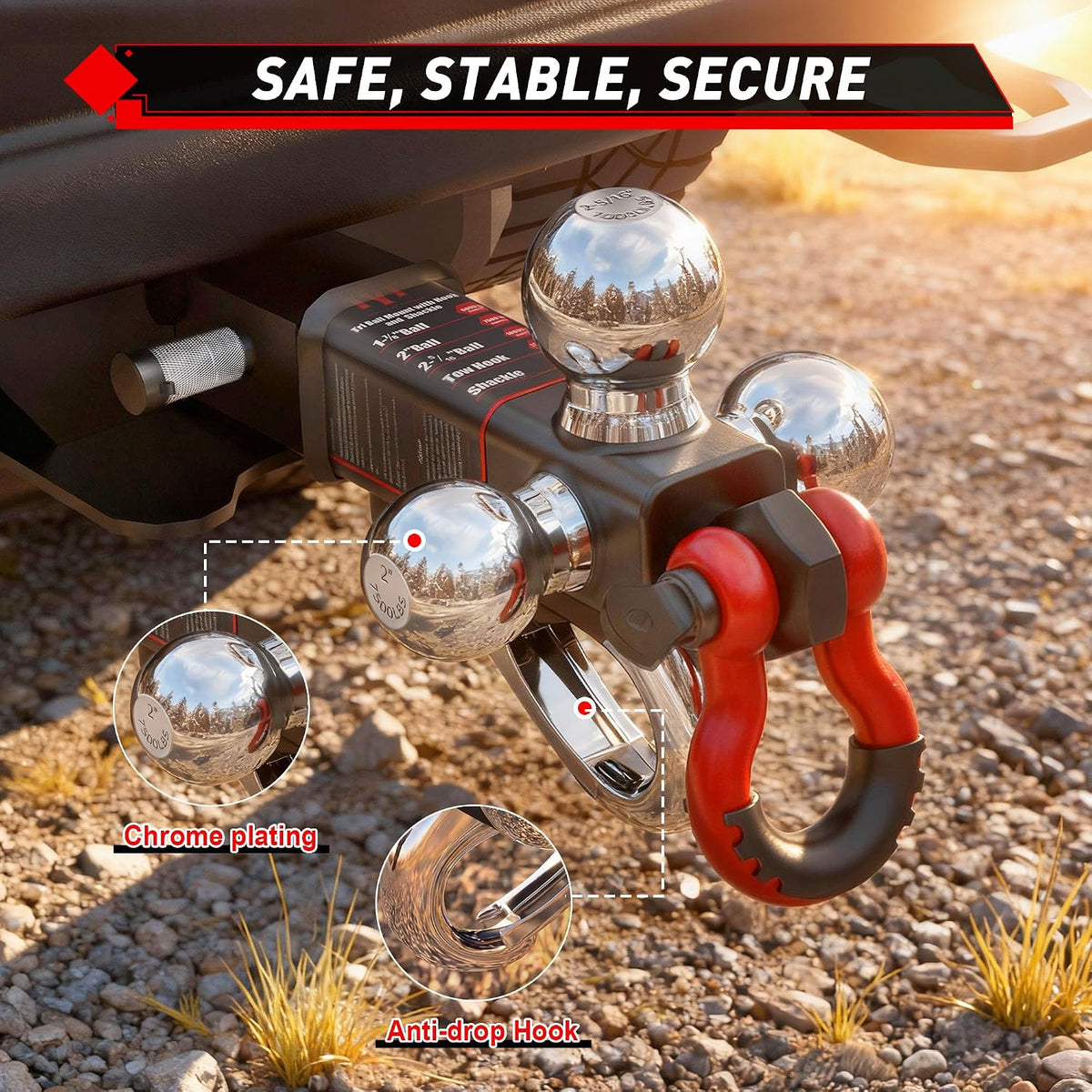 5-in-1 tri-ball hitch mount