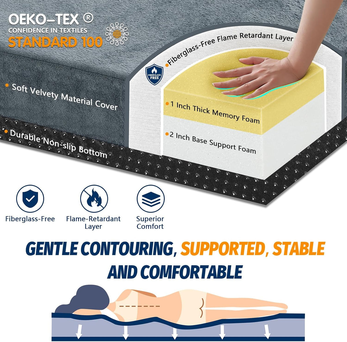Memory foam camping mattress pad