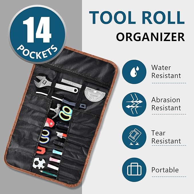 Roll-Up Tool Bag with 22 Pouches