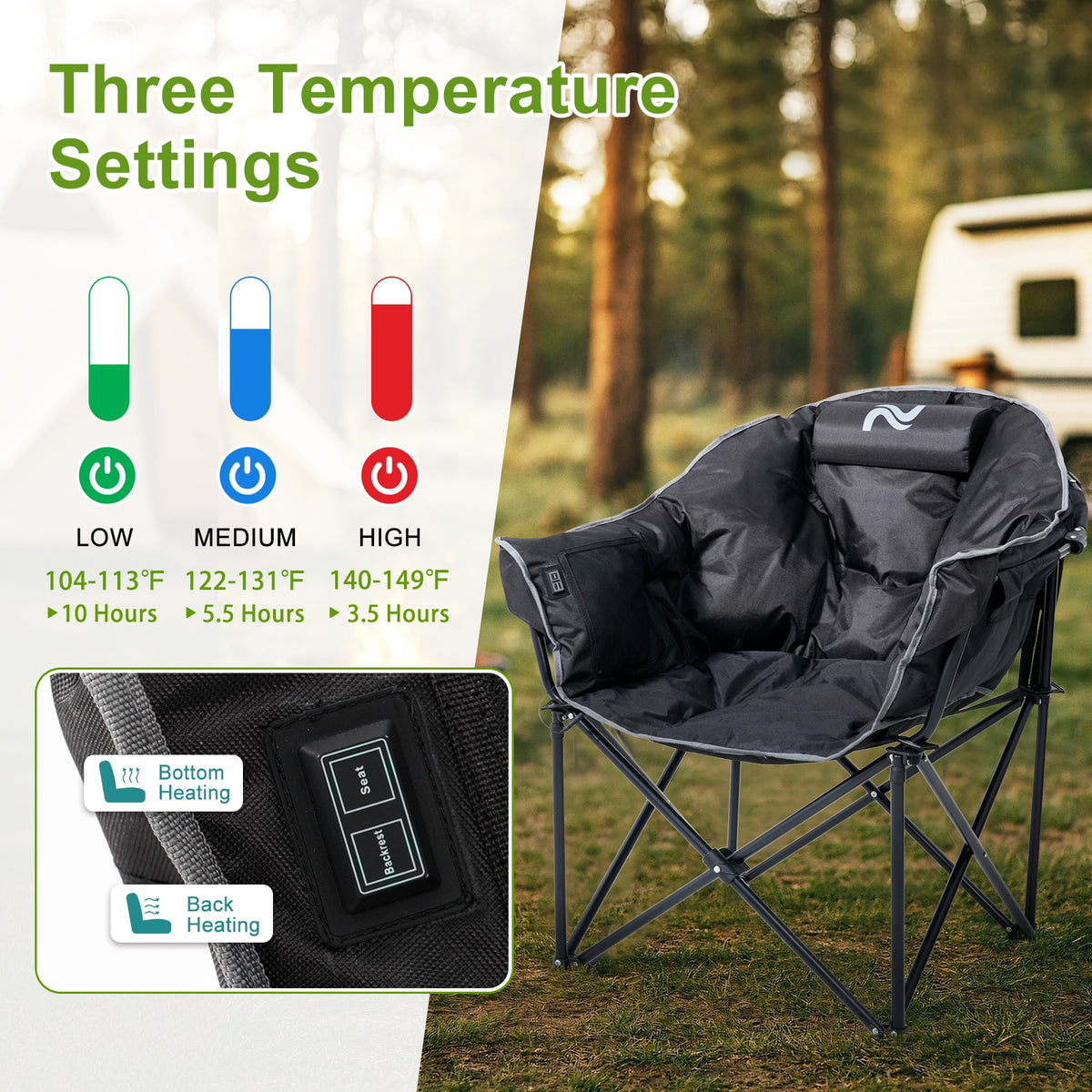 Heated camping chairs