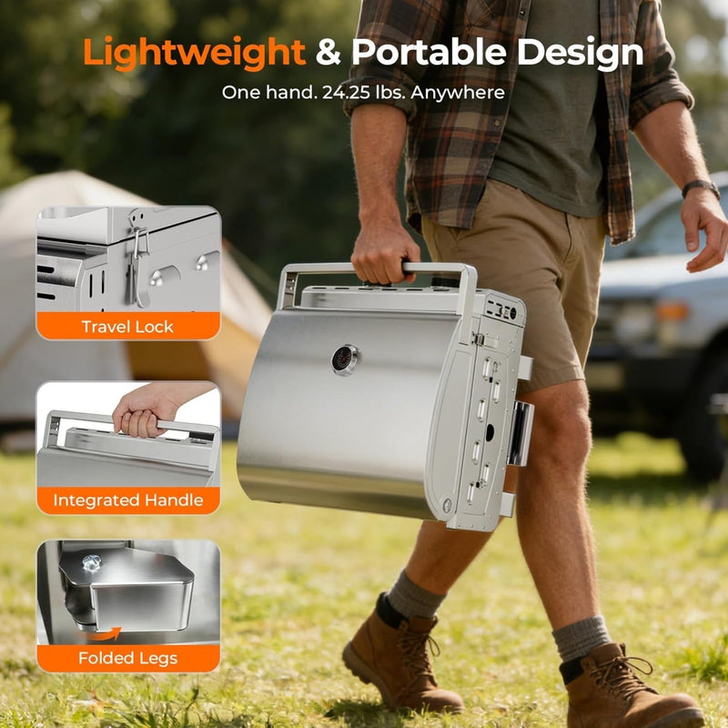 Stainless portable propane grill