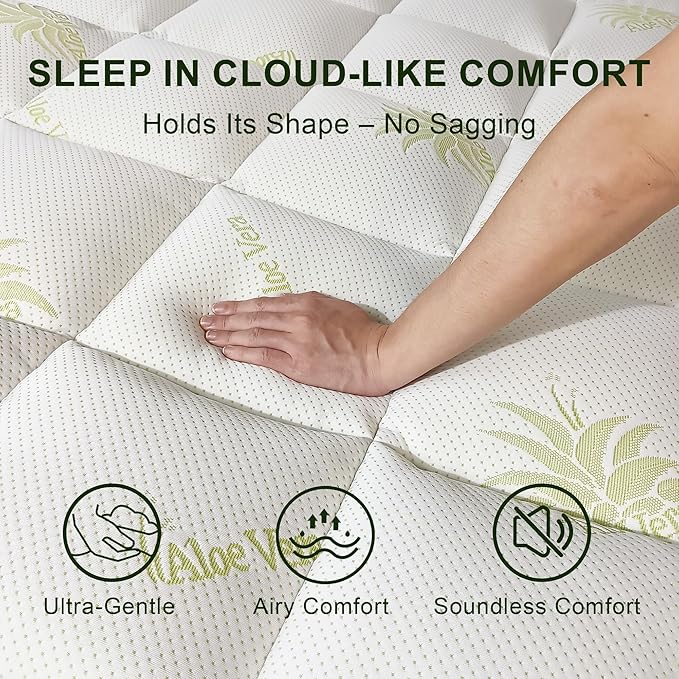RV King Mattress Topper 1300GMS Aloe Vera Bamboo Pillow Top