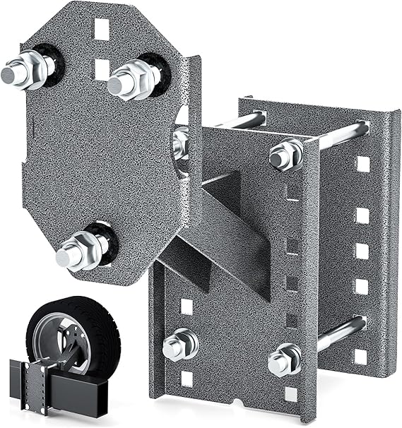 Heavy duty steel spare tire carrier tilted up - view 2