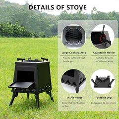 Portable Wood Burning Camp Stove Folding Mini Outdoor
