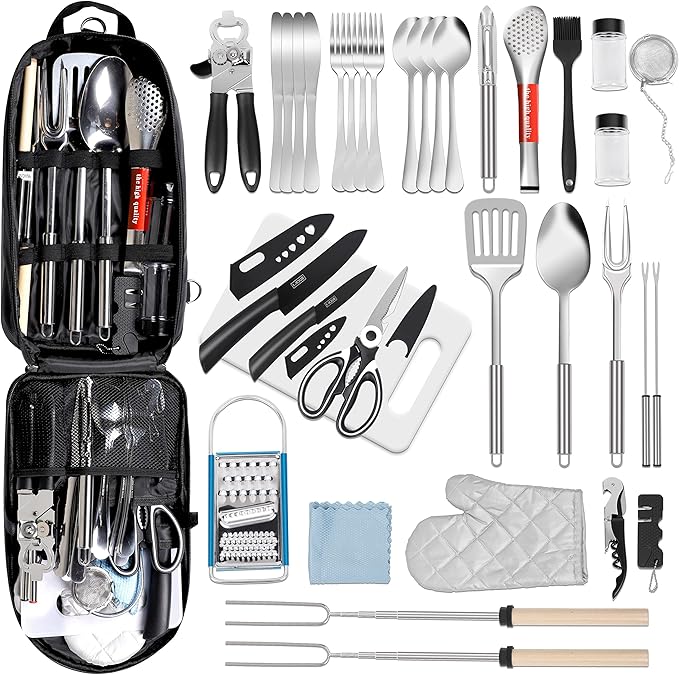 Camping Kitchen Utensil Set 35-Piece Stainless Steel