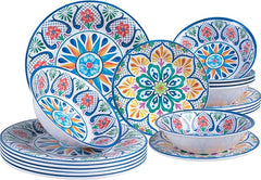 Paisley Melamine Dinnerware Set 18-Piece for 6 Spanish Floral