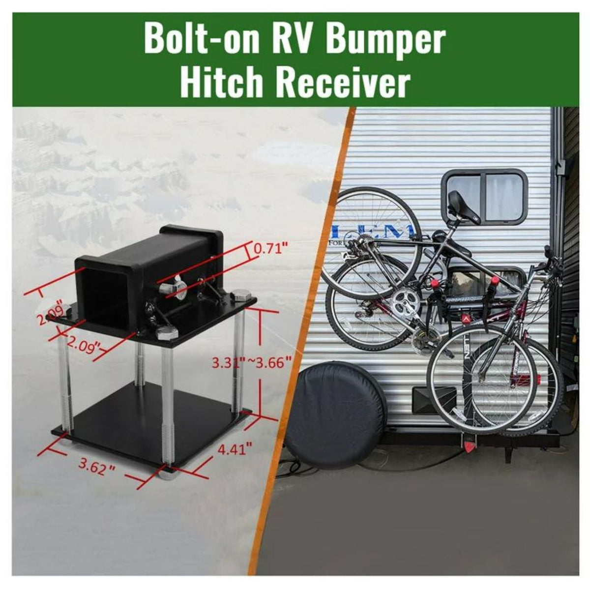 RV bumper 2-inch receiver adapter