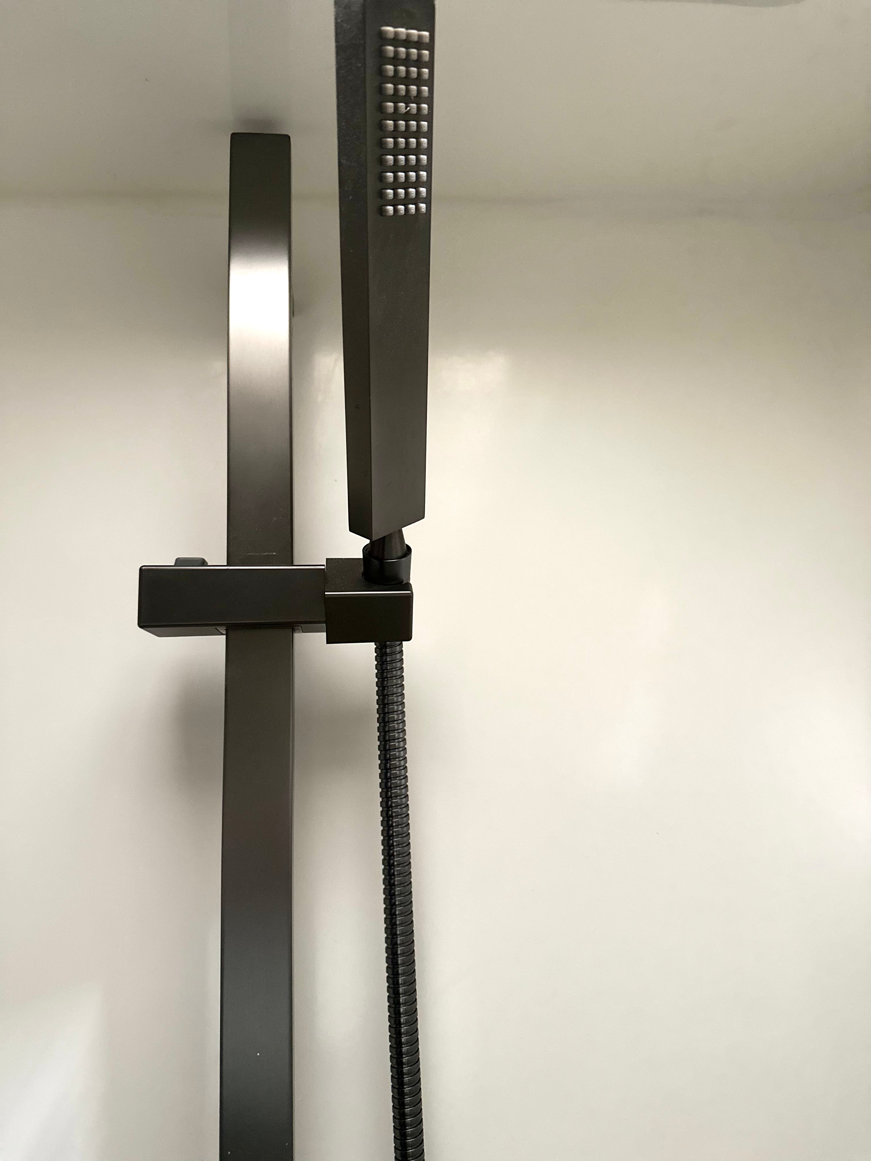 2025 Upgraded Modern Minimalist Shower System | Square Handheld Shower with Adjustable Slide Bar & Thermostatic Control Valve
