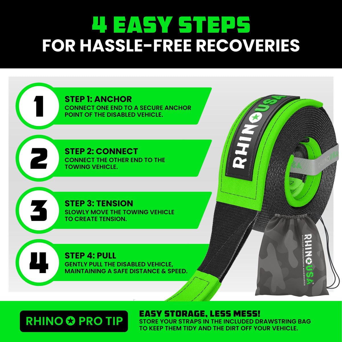 Rhino USA recovery tow strap, view 5
