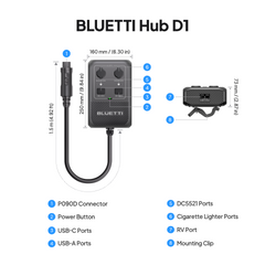 BLUETTI Hub D1 DC power hub clipped to Apex 300