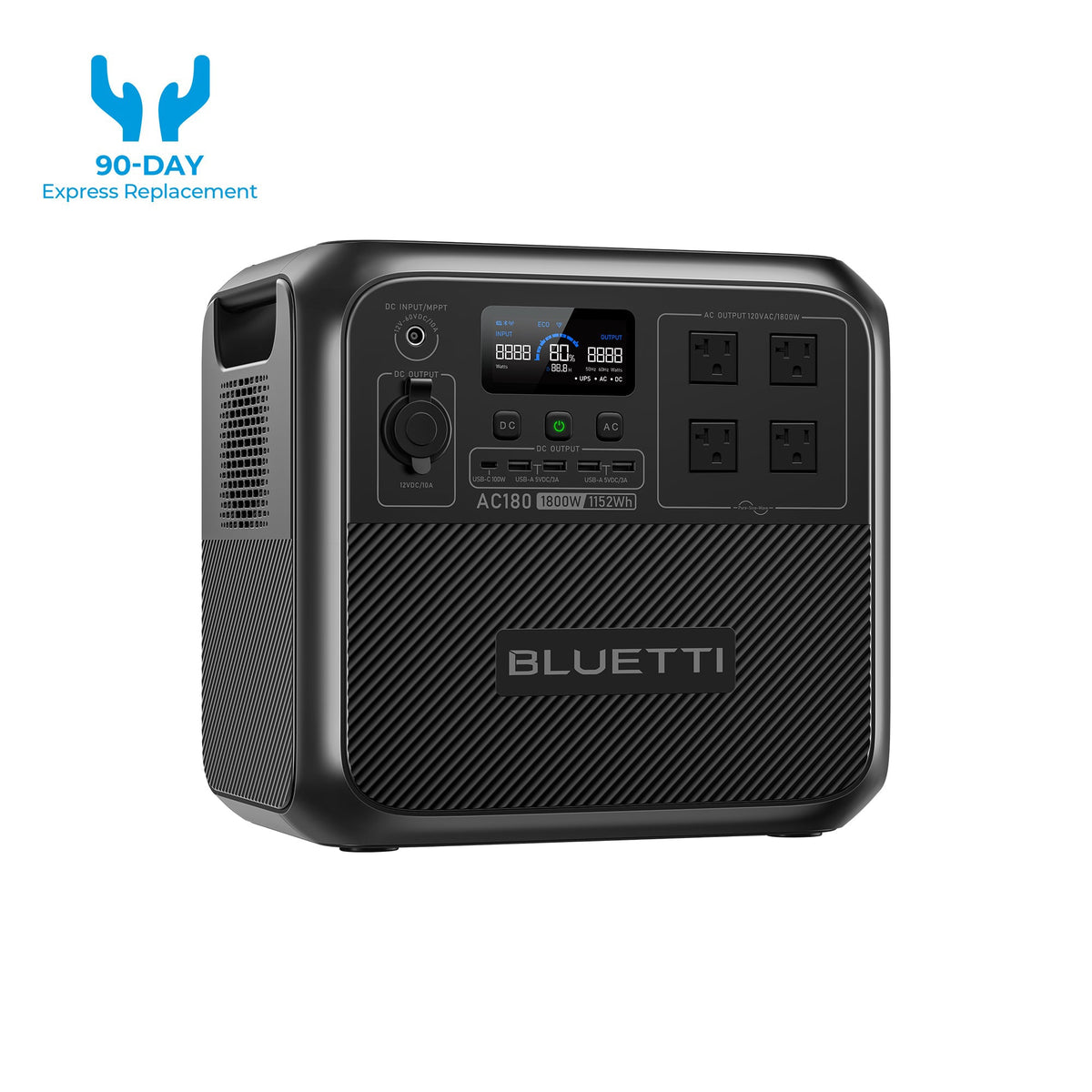 BLUETTI AC180 portable power station front view