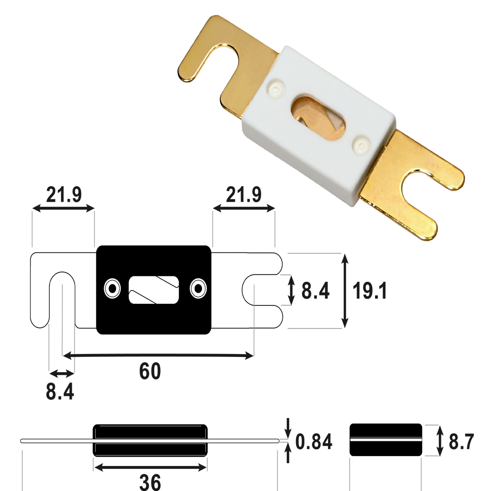 AIMS Power 500 Amp ANL Inline Fuse Kit with Holder - view 2