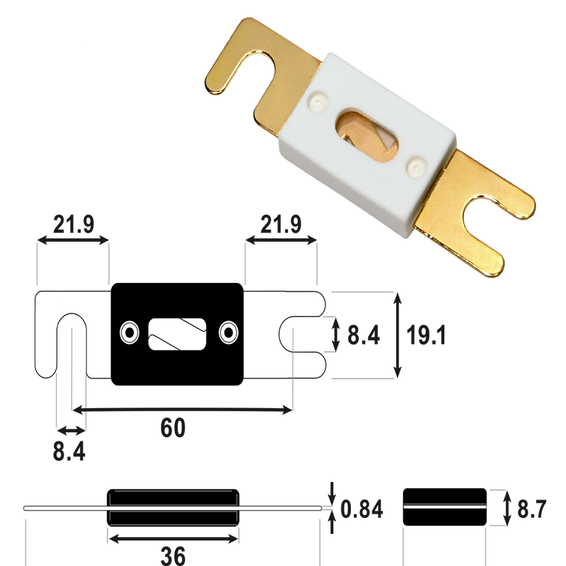 AIMS Power 500 Amp ANL Inline Fuse Kit with Holder - view 2