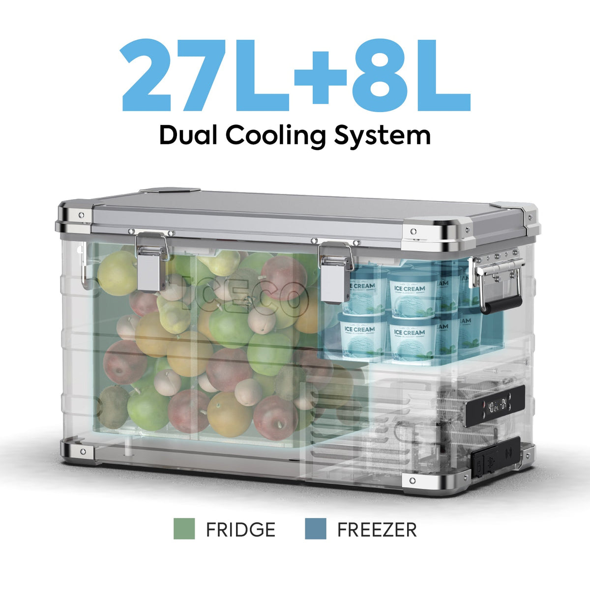ICECO APL35 37QT dual zone aluminum portable fridge freezer