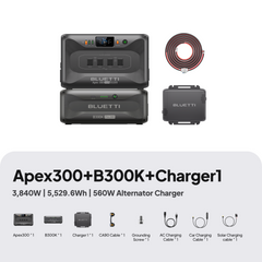BLUETTI Apex 300 with B300K battery and Charger 1 alternator charger