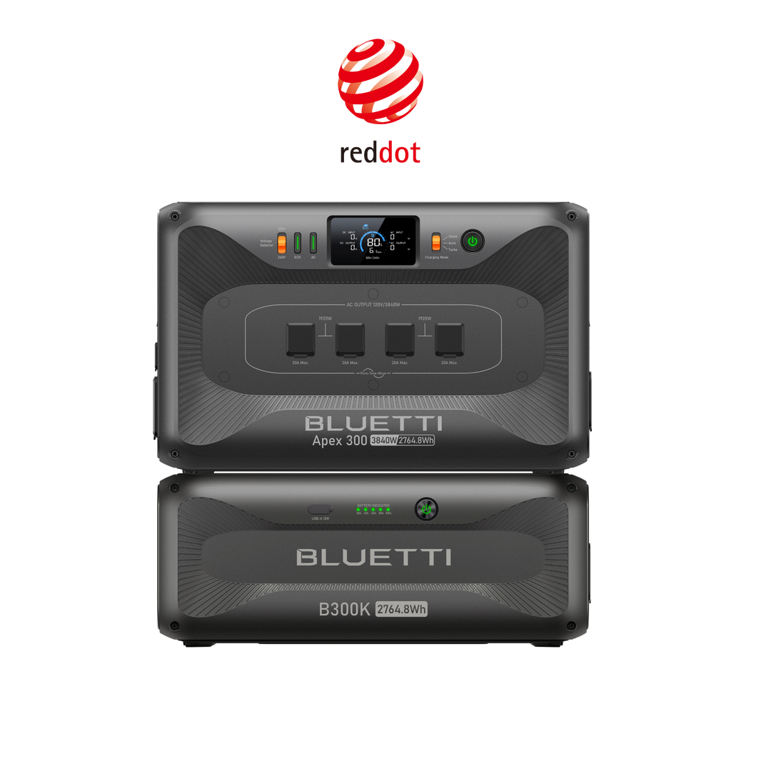 BLUETTI Apex 300 power station with one B300K expansion battery