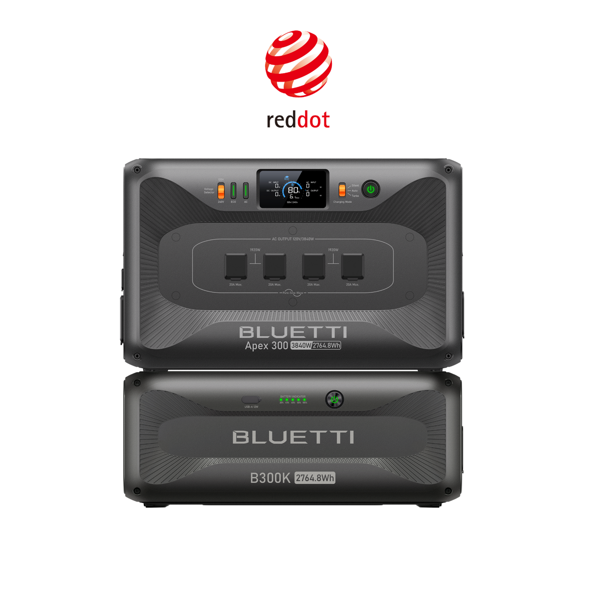 BLUETTI Apex 300 power station with one B300K expansion battery