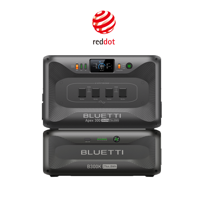 BLUETTI Apex 300 power station with one B300K expansion battery