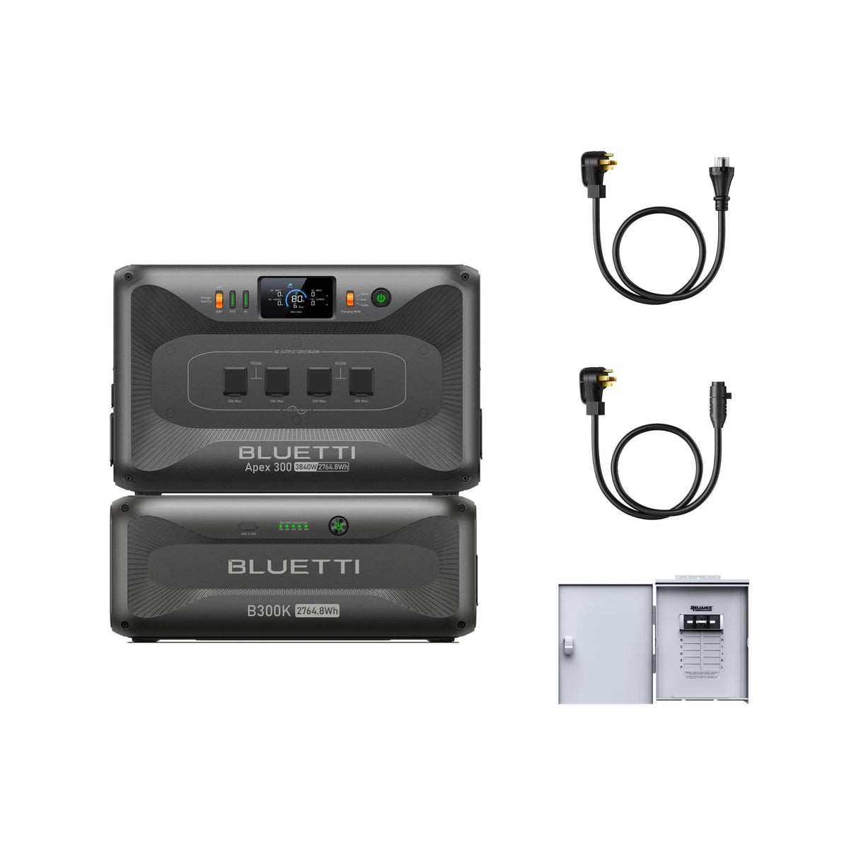 BLUETTI Apex 300 with B300K battery and single-station home backup kit