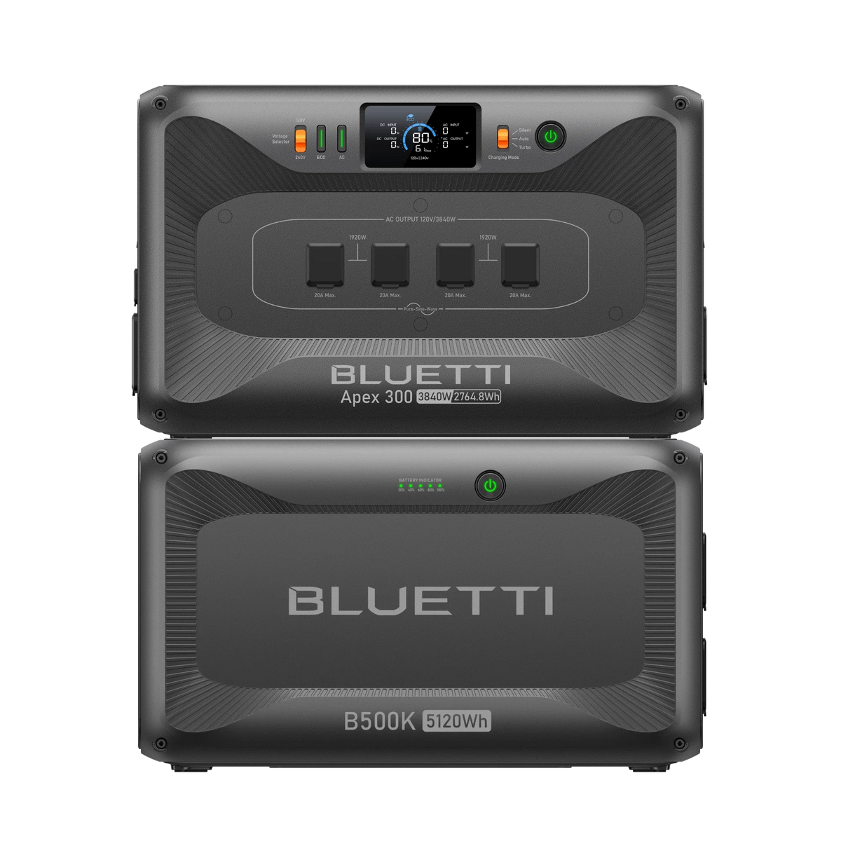 BLUETTI Apex 300 power station with one B500K expansion battery