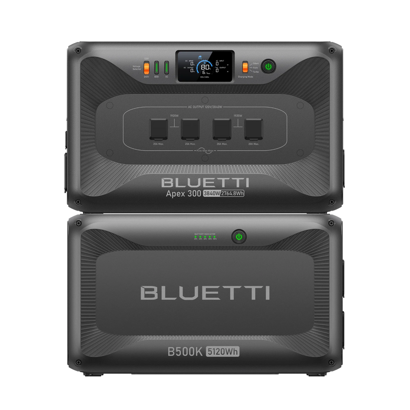 BLUETTI Apex 300 power station with one B500K expansion battery