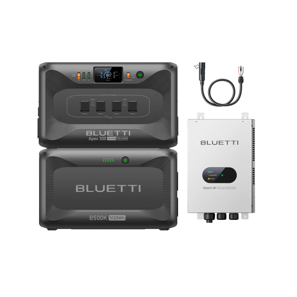 BLUETTI Apex 300 with B500K battery and SolarX 4K controller