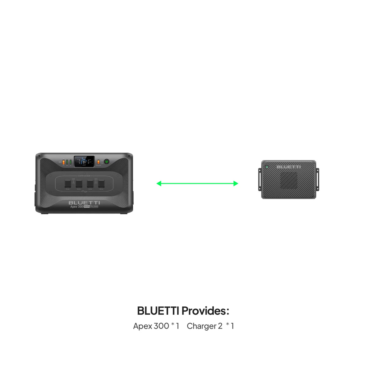 BLUETTI Apex 300 power station with Charger 2 alternator charger