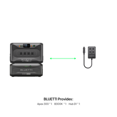 BLUETTI Apex 300 with B300K battery and Hub D1 DC power hub