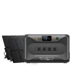 BLUETTI Apex 300 power station with two 500W solar panels