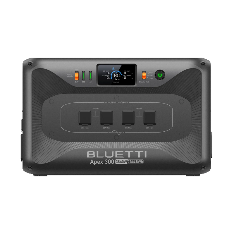 BLUETTI two Apex 300 stations with four B300K batteries and Hub A1