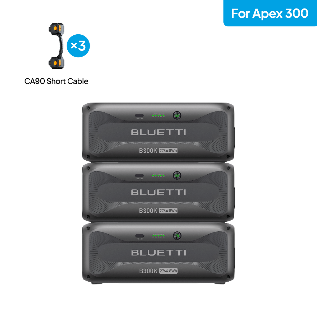 BLUETTI three B300K expansion batteries for Apex 300 station