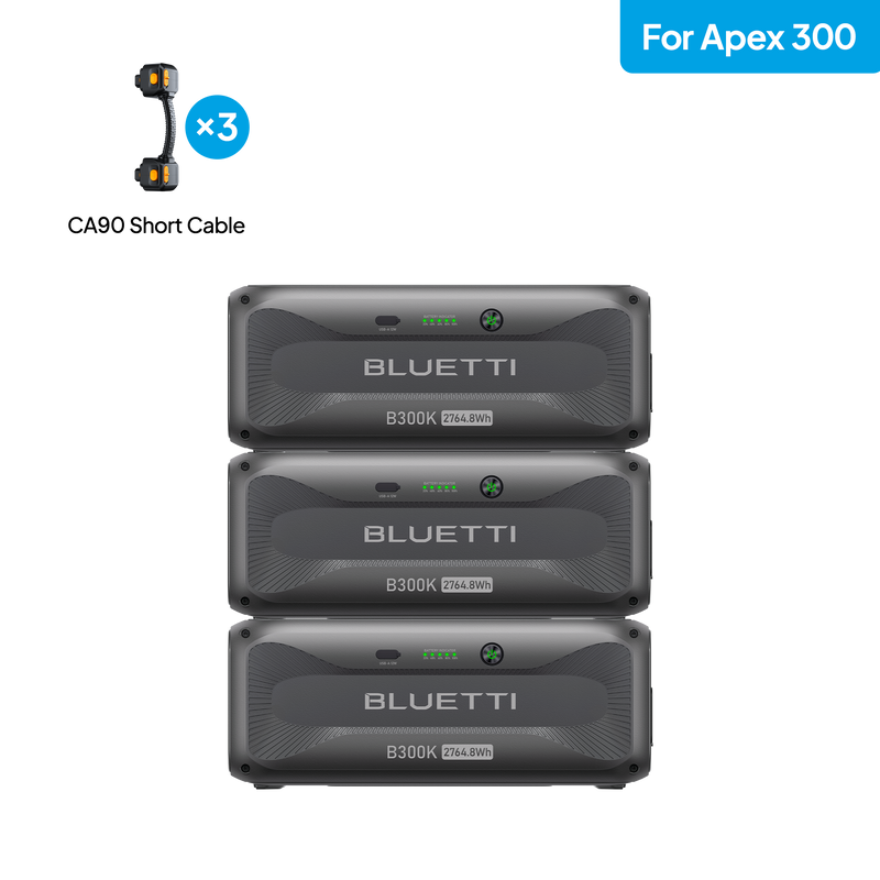 BLUETTI three B300K expansion batteries for Apex 300 station