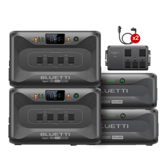 BLUETTI two Apex 300 stations with two B300K batteries and Hub A1