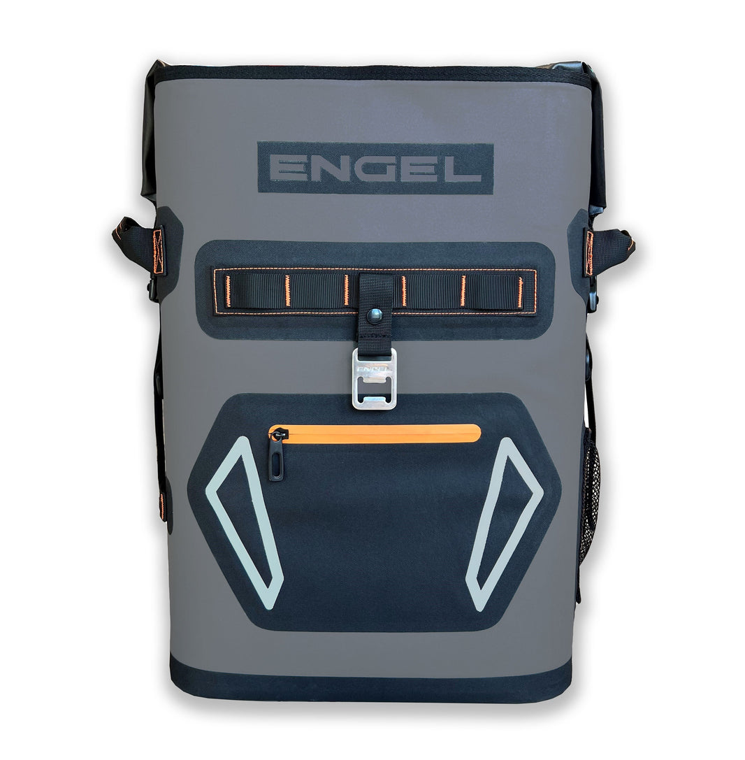 Engel BP25 Roll-Top High-Performance Backpack Cooler, 25 Qt - Dark Gray & Orange